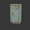 Vintage Rustic Metal Locker With Light Blue Finish And Ventilation Grilles