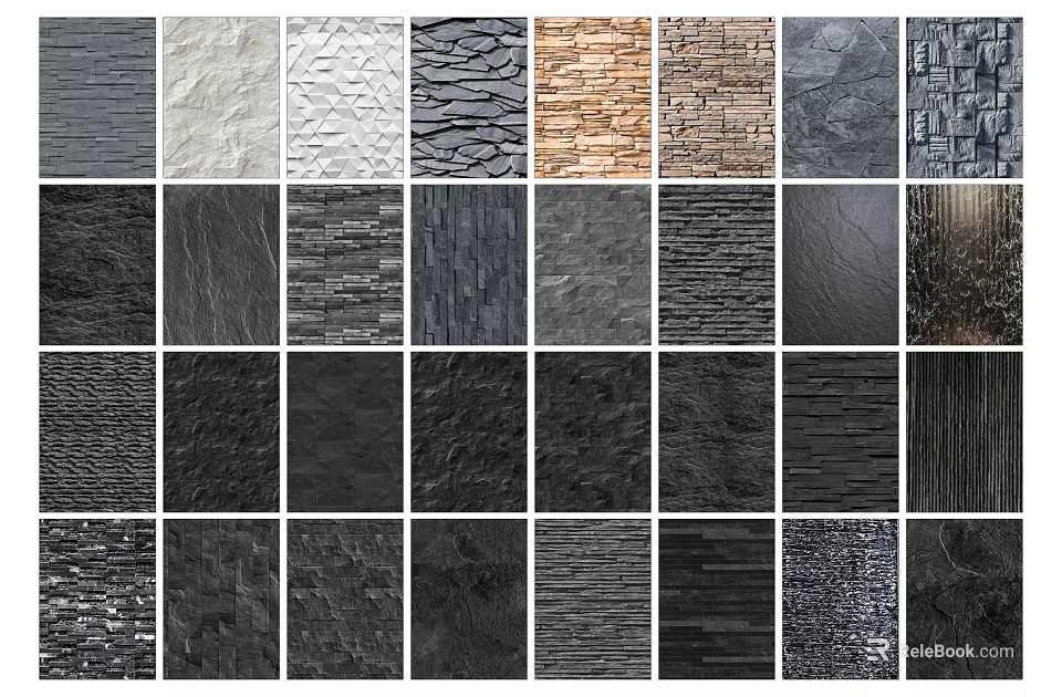 Garden Ornaments Featuring Various Textured Stone Wall Panels And Decorative Surfaces 3d model 