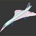 White Supersonic Jet Aircraft With Streamlined Design Red Blue Tail Fin And Landing Gear 3d model
