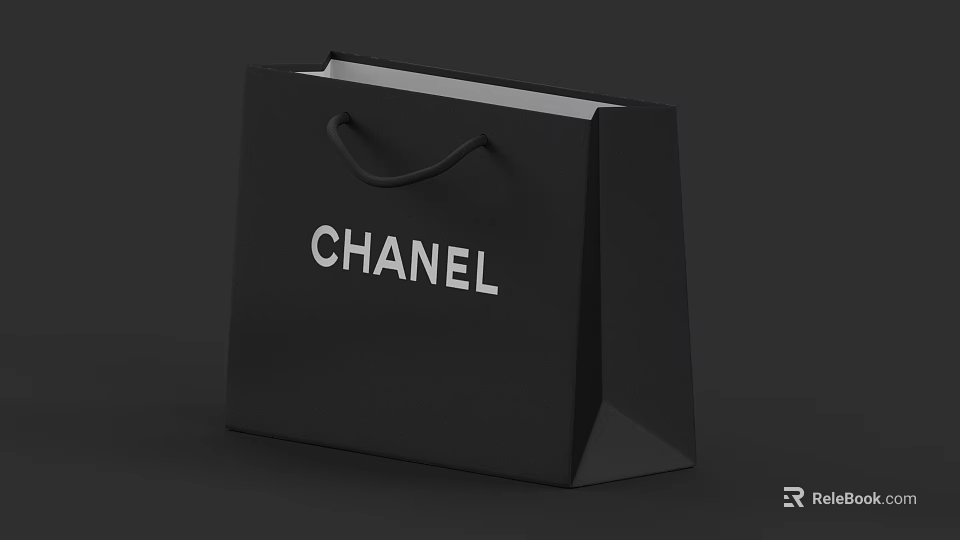 Black Chanel Shopping Bag With Handle And Stylish Luxury Design 3d model 
