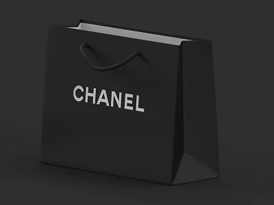 Black Chanel Shopping Bag With Handle And Stylish Luxury Design 3d model