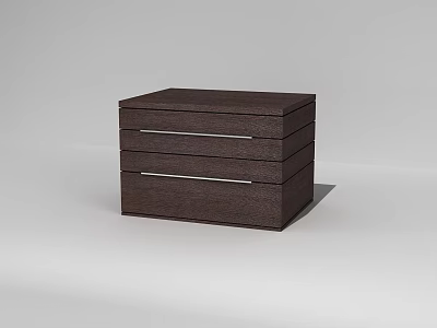 Dark Brown Wooden Chest of Drawers with Three Drawers and Simple Design 3d model