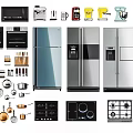 Essential Modern Kitchen Appliances Including Refrigerators Microwaves Ovens Coffee Makers And Cookware