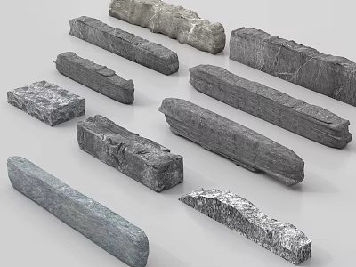 Natural Stone and Wood Building Materials With Various Shapes And Textures 3d model
