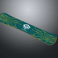 Green Electronic Snowboard With Yellow Circuit Patterns And Onyx Logo Design