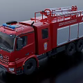 Functional Red Fire Truck With Ladder Emergency Lights And Rescue Equipment