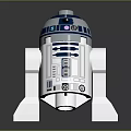 Lego Style Blue And White Droid Figure With Dome Head And Mechanical Details