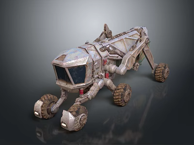 Futuristic Off Road Exploration Vehicle With Metallic Mechanical Structure And Large Wheels 3d model