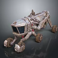 Futuristic Off Road Exploration Vehicle With Metallic Mechanical Structure And Large Wheels