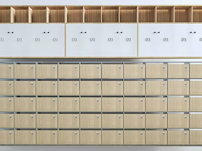 Practical Multi tier Wooden Storage Cabinet Rack With Numbered Compartments For Organized Storage 3d model