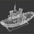 MB-74 Model Ship With Black Chimney Gray White Body And Red Lifebuoys On Wooden Base