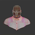 3D Character Bust With White Shirt Rainbow Shoulder Straps And Bow Tie