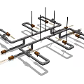Modern Geometric Metal Frame Chandelier With Intersecting Bars And Hanging Bulbs