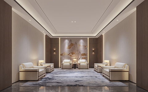 New Chinese Reception Room Meeting Room Meeting Room Reception Room Sofa Reception Room Background Wall 3d model