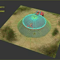 Underground Metal Structure With Round Top Red Valve Sand And Grass 3d model