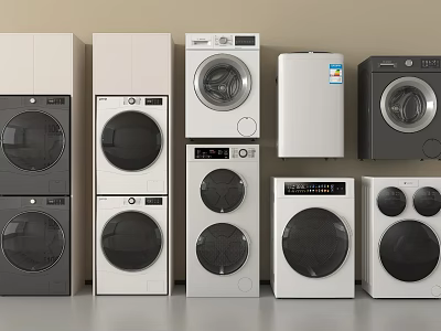 Various Washing Machine Styles Featuring Front Load Designs and Color Options 3d model