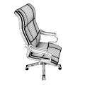 Brown Leather High Back Office Chair with Wooden Armrests and Five Star Caster Base