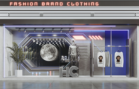 Modern Window Fashion Brand Clothing Store Window 3d model