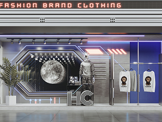 Modern Window Fashion Brand Clothing Store Window 3d model