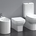 Modern White Ceramic Toilet With Bidet And Bathroom Fixtures Design