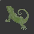 Garden Green Lizard Landscape Sculpture With Curled Tail And Scaly Texture