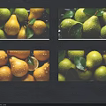 Decorative Fruit Wall Hanging Featuring Green Yellow Pears With Leaves And Water Droplets