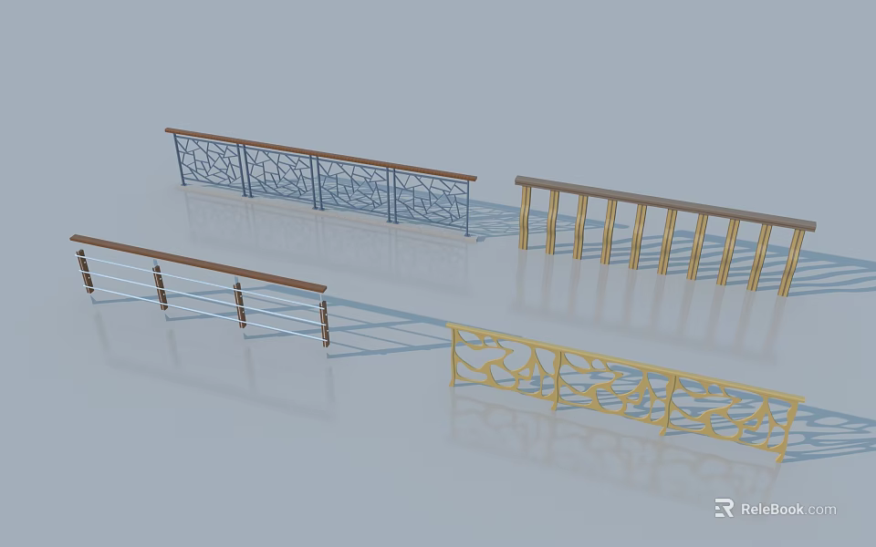 Various Modern Railings With Decorative Metal Designs Different Styles And Intricate Patterns 3d model 