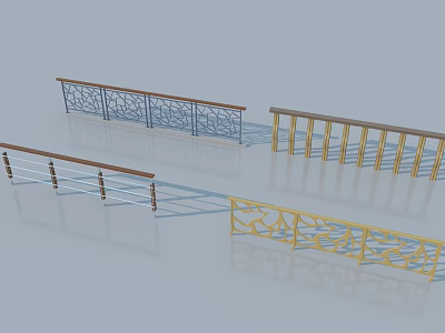 Various Modern Railings With Decorative Metal Designs Different Styles And Intricate Patterns 3d model