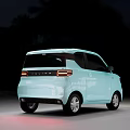 Light Blue Small Mini Car With Red Front Logo And Compact Body Design 3d model