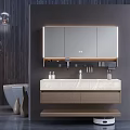 Modern Bathroom Vanity Cabinet With Mirror Storage Countertop And LED Lighting