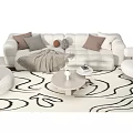 Modern Sofa Coffee Table Combination Cream Sofa Coffee Table Combination Sofa Coffee Table Leisure Chair Leisure Sofa 3d model