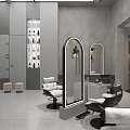 Modern Beauty Hair Salon Interior Design With Marble Floors Mirrors And Styling Chairs
