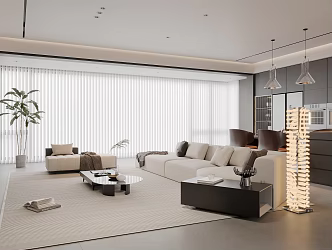 Modern Minimalist Restaurant Sofa Coffee Table Combination Nakajima Table and Chair Combination Sofa Background Wall Large Horizontal Hall Guest Restaurant Curtain Dream Curtain 3d model