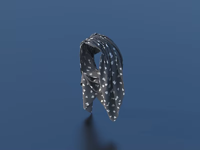 Fashionable Black Scarf With White Heart Patterns Stylish Accessory For Daily Wear 3d model