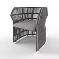 Modern Woven Rattan Leisure Chair with Dark Frame and Gray Cushion Design