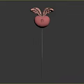 Decorative Pink Heart With Pink Wings On White Slender Stick Against Gray Background
