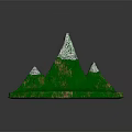 Weathered Green Mountain Shaped Garden Ornament With White Peaks And Natural Finish