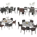 Elegant Modern Dining Table Set With Round Marble Top And Matching Chairs 3d model