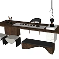 Tea Table and Chair Combination Stool Tea Table Tea Set 3d model