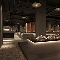 Hotpot Restaurant Interior Design With Long Wooden Tables Pendant Lights And Logo Chairs