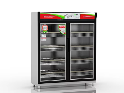 Double Door Commercial Kitchen Display Cabinet With Glass Doors For Food Storage 3d model
