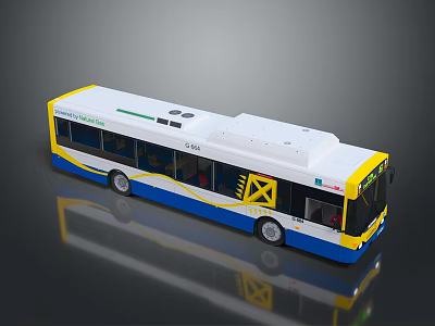 Modern Urban Bus With White Blue Yellow Exterior And Streamlined Design Features 3d model