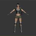 Female Combat Game Movie Character With Tactical Vest Knee Pads And Wrist Guards