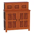 Brown Wooden Decorative Cabinet With Two Tier Design Double Doors And Upper Compartments