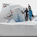 HALTI Ski Display With Mannequins Snowy Pine Trees And Ski Equipment