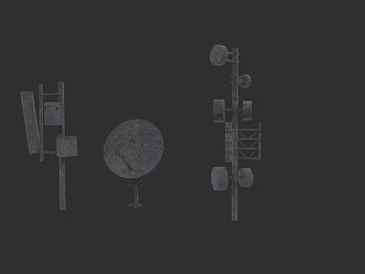 Outdoor Electronic Communication Devices Including Signal Tower Satellite Dish And Antenna 3d model