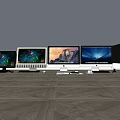 Multiple Computer Monitors With Different Display Screens And Desktop Tower 3d model