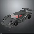 Gray Concept Sports Car Showcasing Sleek Aerodynamic Body Large Rear Wing And Transparent Roof
