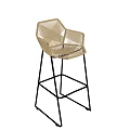 Modern Rattan Bar Stools With Comfortable Seats And Black Metal Frames