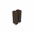 Elegant Floorstanding Audio Speakers With Multiple Circular Drivers And Wooden Cabinet Design